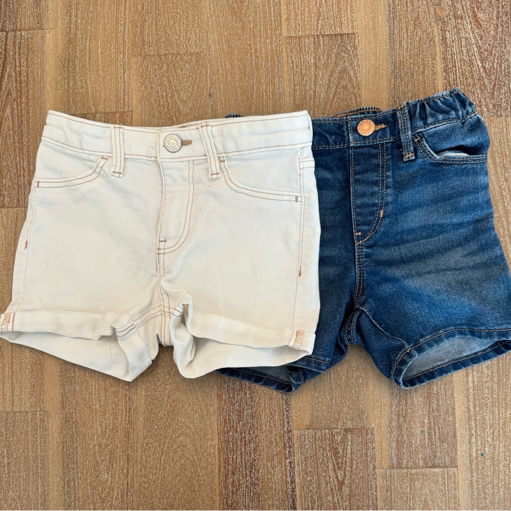 2 Pairs Girls Kids Denim Shorts 5T Old Navy H&M